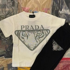White Prada Tiger Stone T-Shirt set