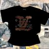 Black LV Pleated Stone T-Shirt